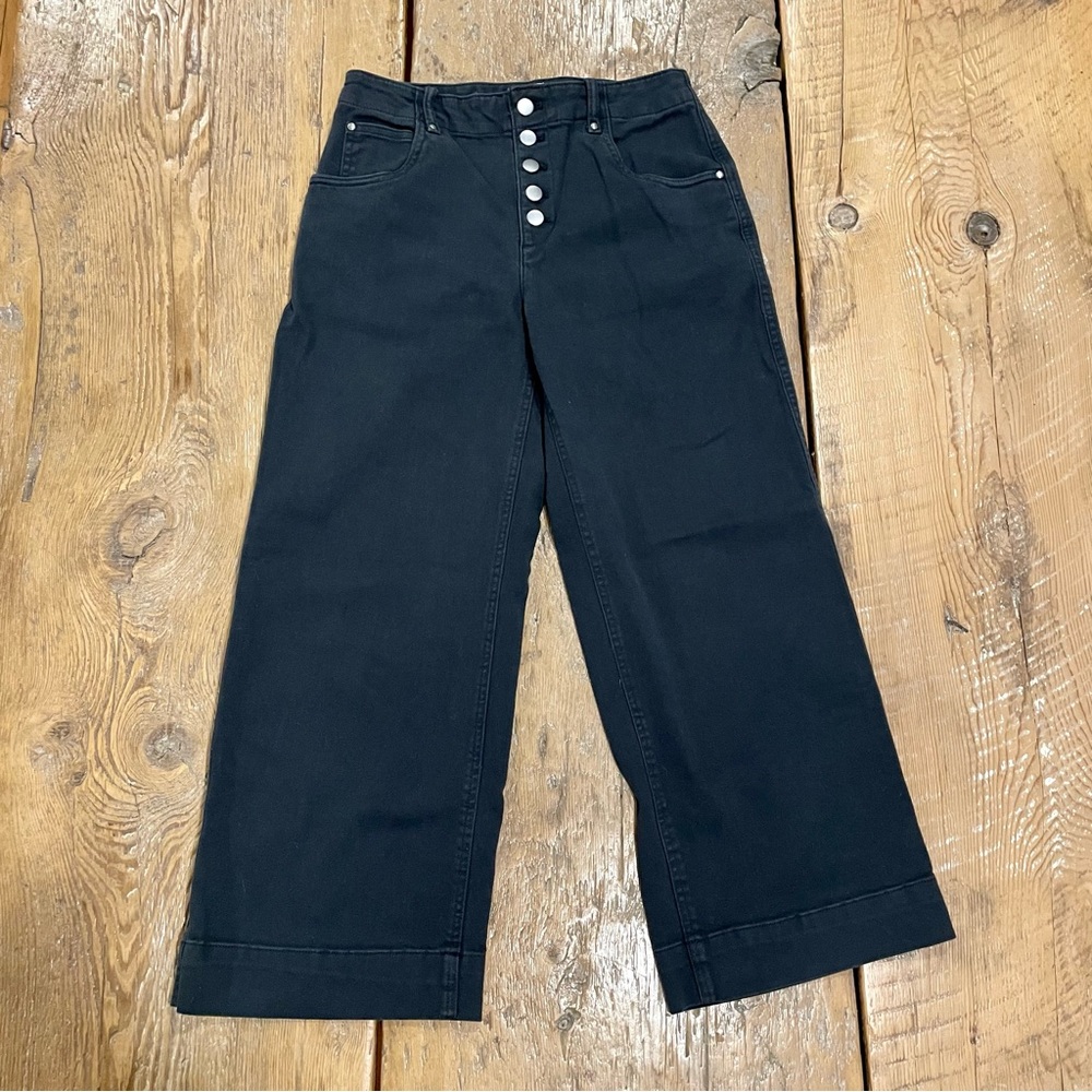 GAP High Rise Wide Leg Crop Black Jeans